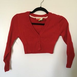 ModCloth Red Cropped "Dream of the Crop" Cardigan